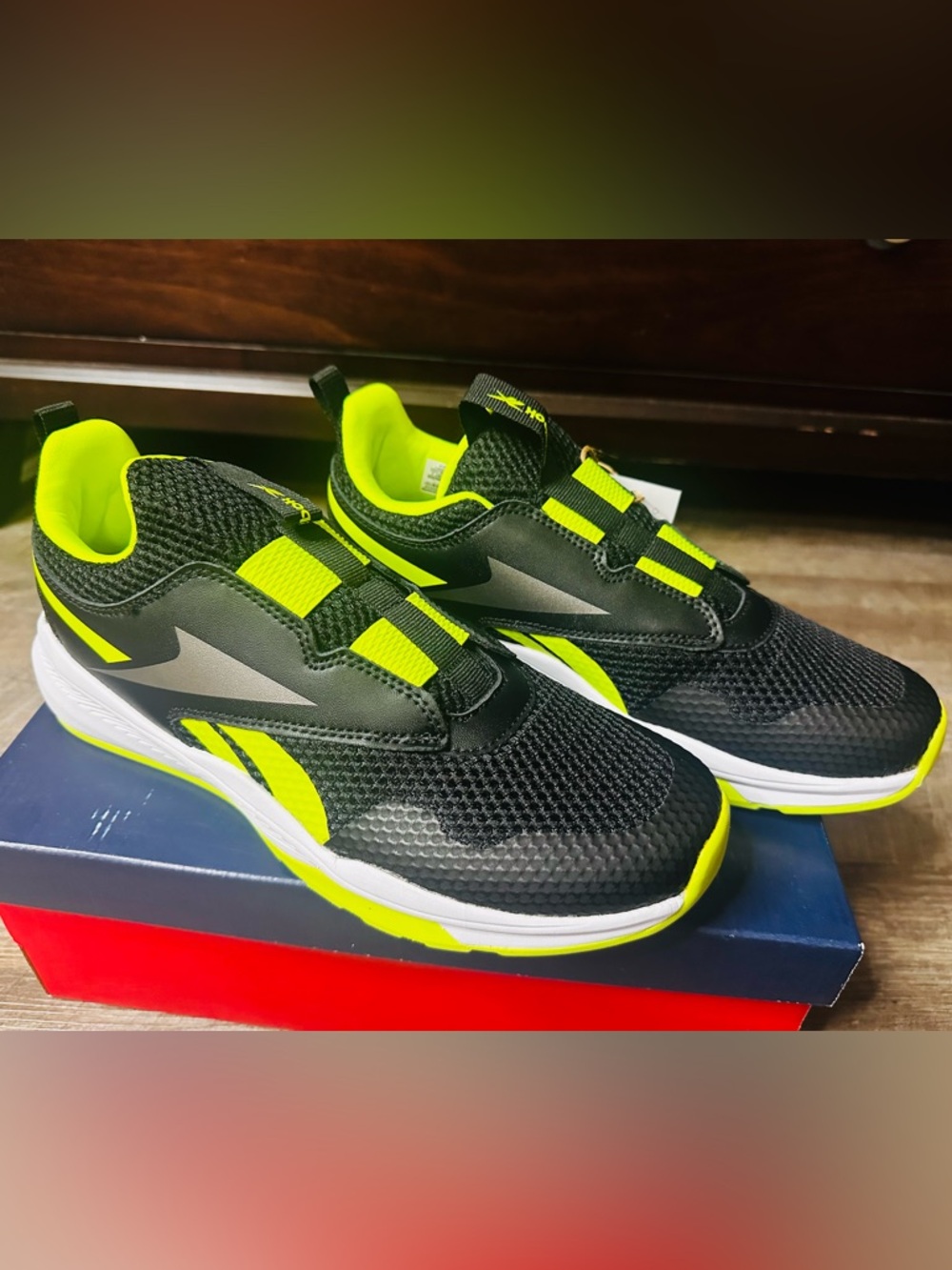 Reebok Kids Black & Neon Yellow Slip-On Sneakers
